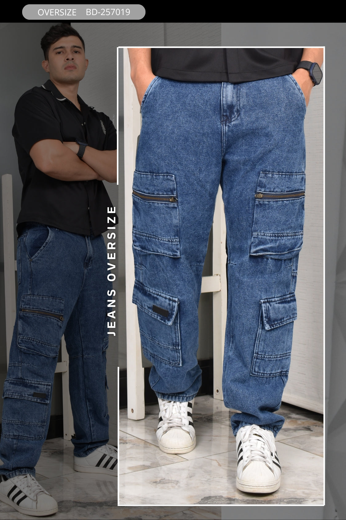 JEANS OVERSIZE CARGO BURDAN MEN REF: BD-257019