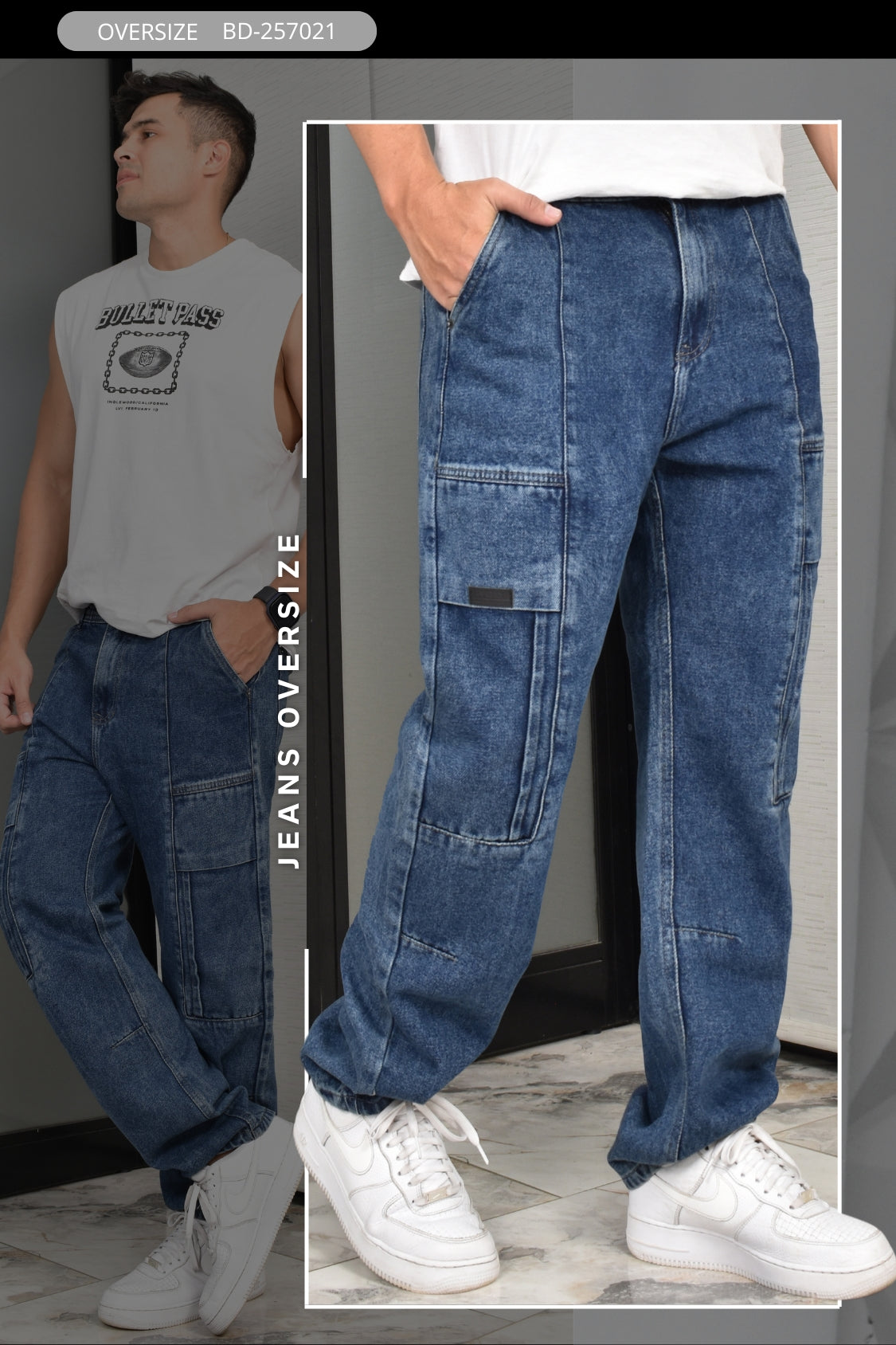 JEANS OVERSIZE CARGO BURDAN MEN REF: BD-257021