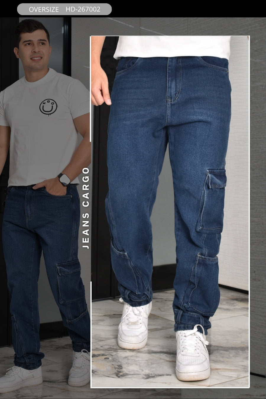 JEANS OVERSIZE CARGO HURDAN MEN REF HD267002