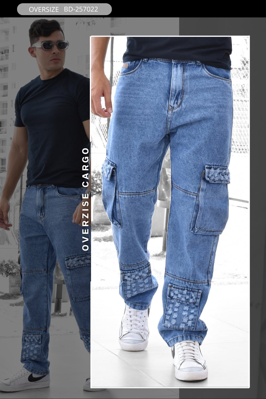 JEANS OVERSIZE CARGO BURDAN MEN REF: BD-257022