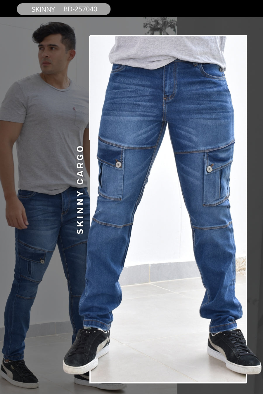 JEANS CARGO MEN BOTA RECTA BIYOU REF. BD-257040