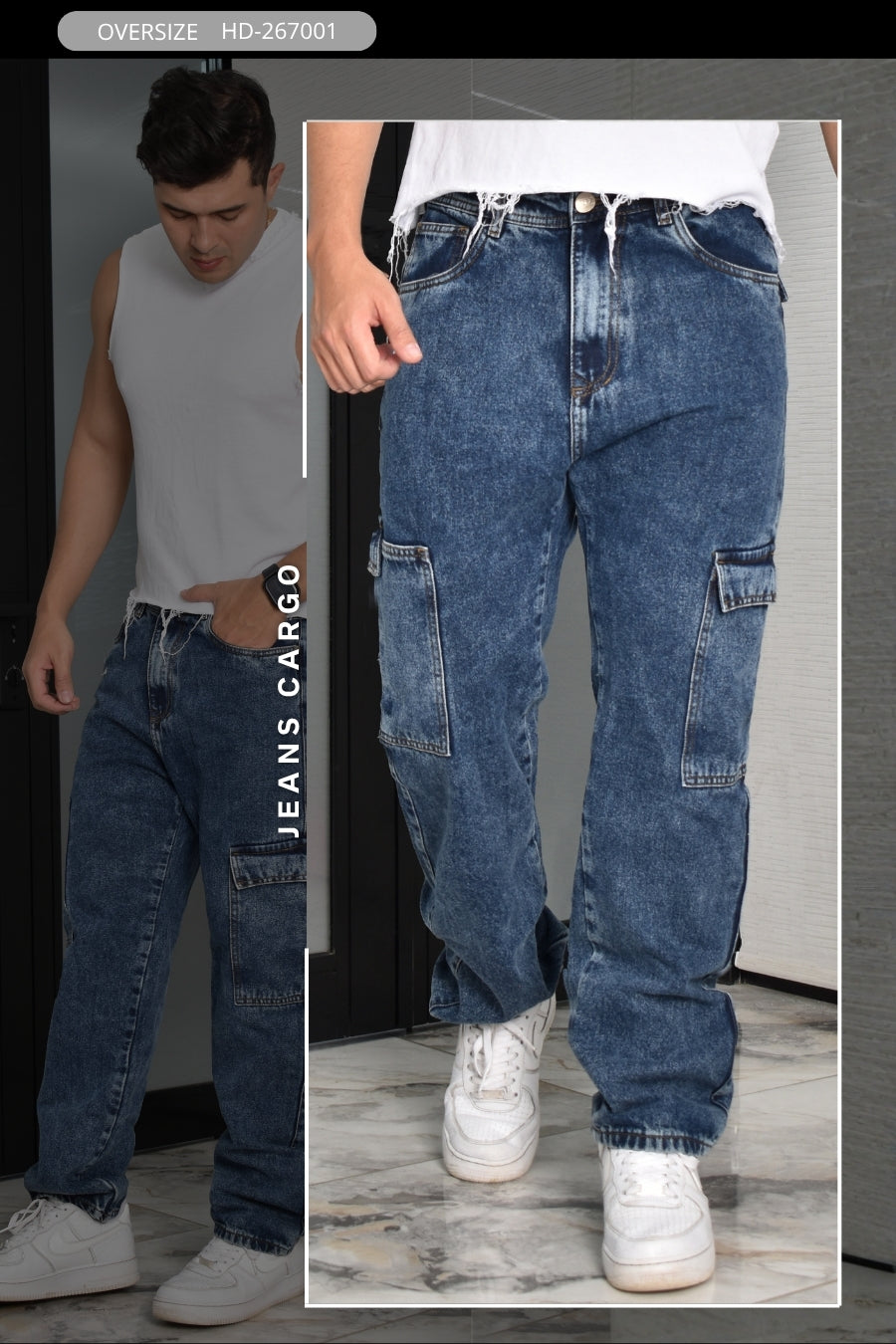 JEANS OVERSIZE CARGO HURDAN MEN REF HD267001